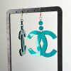 Chizhi Chanel Translucent Teal Earrings